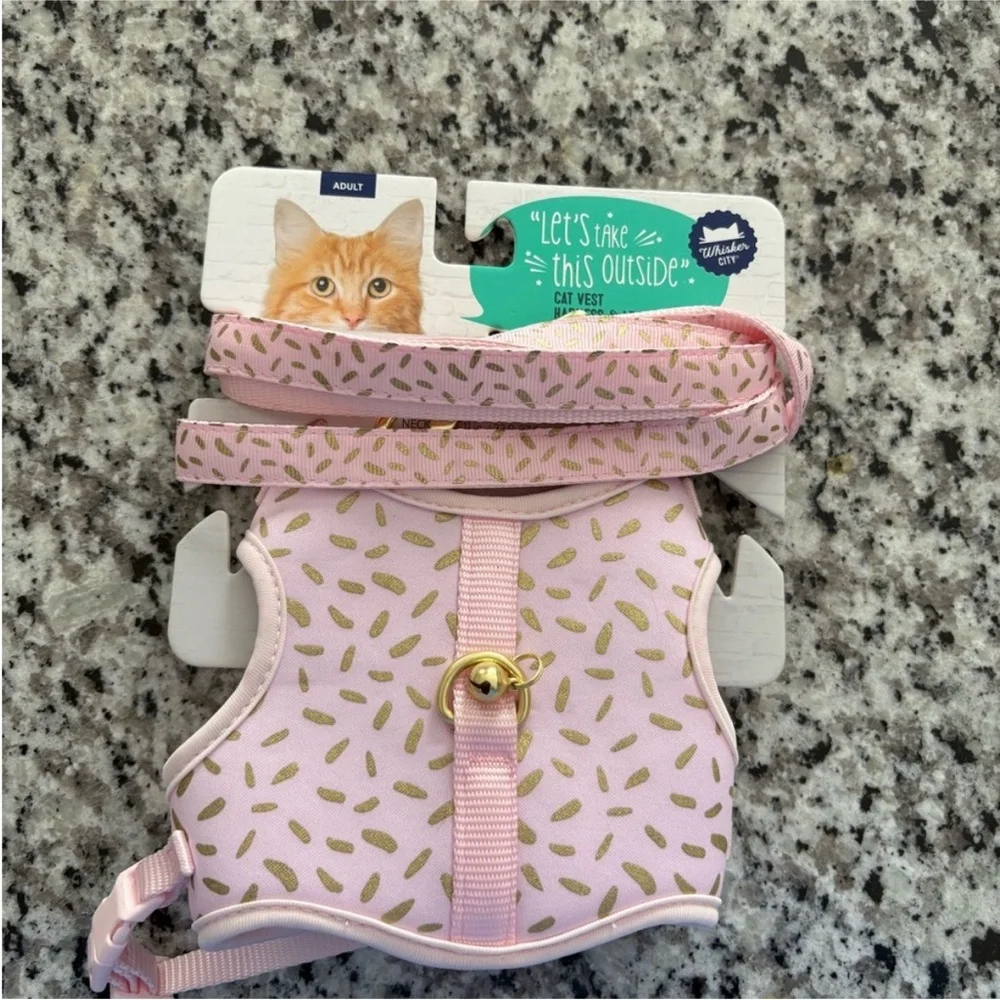 Pink Cat Vest with Leash & Bell